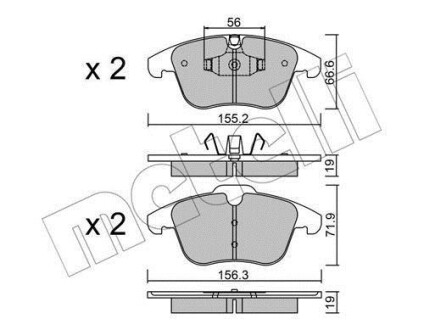 Колодки тормозные (передние) Jaguar S-Type/XF/XK/XJ 02-15 Metelli 22-0675-4