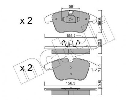 Колодки тормозные (передние) Land Rover Freelander/Range Rover 06- Metelli 22-0675-6