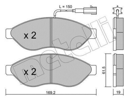 Колодки тормозные (передние) Citroen Jumper/Fiat Ducato/Peugeot Boxer 06- (+датчики) Metelli 22-0708-1