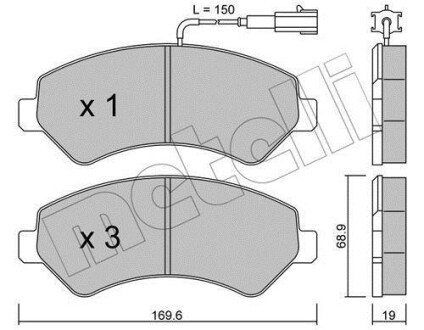 Колодки тормозные (передние) Citroen Jumper/Fiat Ducato/Peugeot Boxer 06-R16 (+датчик) Metelli 22-0709-0