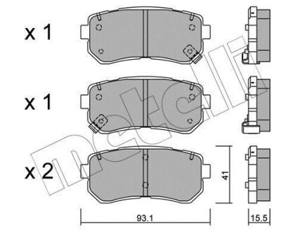 Колодки гальмівні (задні) Hyundai Accent/i30 05-12/Kia Cee'd/Rio/Sportage 04- Metelli 22-0725-0