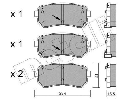 Колодки тормозные (задние) Hyundai Kona/Kia Picanto 11- Metelli 22-0725-1