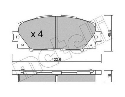 Колодки тормозные (передние) Toyota Prius 08-/Corolla 12-/Lexus CT 10- Metelli 22-0745-1 (фото 1)