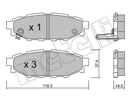 Колодки тормозные (задние) Subaru Forester/Impreza 08-/Legacy 03-14/Outback 03-/Toyota GT 12- Metelli 22-0764-0