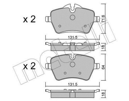 Колодки тормозные (передние) Mini (R50/R53/R52/R56/R57/R58/R59) 01-16 Metelli 22-0768-0