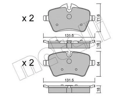 Колодки гальмівні (передні) Mini (R50/R53/R52/R56/R57/R58/R59) 01-16 Metelli 22-0768-0