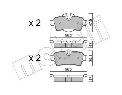 Комплект гальмівних колодок (дискових) Metelli 22-0769-0