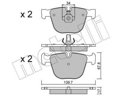 Колодки гальмівні (задні) BMW 5 (E60/65)/X5 (E70/F15)/X6 (E71/E72) 3.0-4.4 08- Metelli 22-0773-0