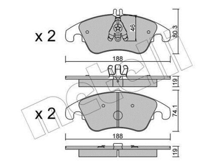 Колодки тормозные (передние) MB C-class (W204/C205) 07-/E-class (W212/C207) 09- Metelli 22-0775-2