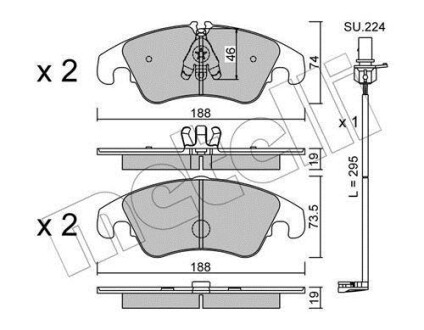 Колодки тормозные (передние) Audi A6/A7/Q5 08-(с датчиком) Metelli 22-0775-4K