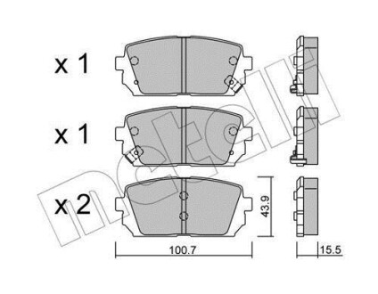 Колодки тормозные (задние) Kia Carens III 06- Metelli 22-0784-0