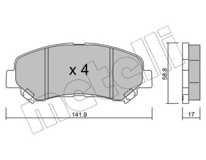 Колодки гальмівні (передні) Nissan Rogue/Qashqai/X-Trail/Teana 07-13/Juke 10- Metelli 22-0792-0