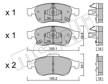 Колодки гальмівні (передні) Fiat 500/Jeep Renegade 14- Metelli 22-0817-2