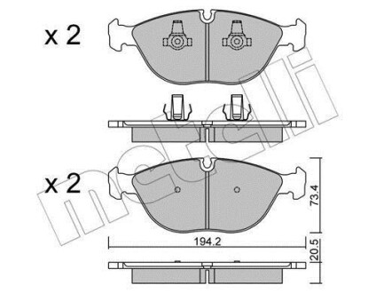 Колодки тормозные (передние) Audi A8/BMW 7 (E38) -01/VW Golf IV/Passat 01-05 Metelli 22-0828-0