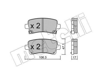 Тормозные колодки (задние) Opel Insignia 08-17/Chevrolet Malibu/Bentley Flying Spur 12-/Saab 9-5 10- Metelli 22-0844-0