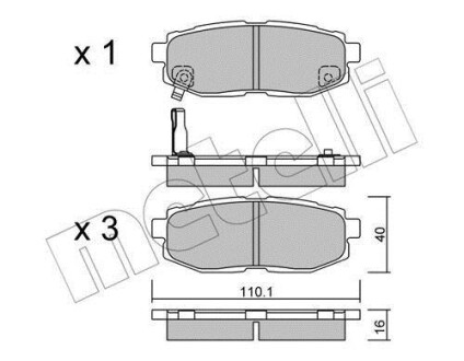 Колодки гальмівні (задні) Subaru Forester 13-/Tribeca 05- Metelli 22-0875-0