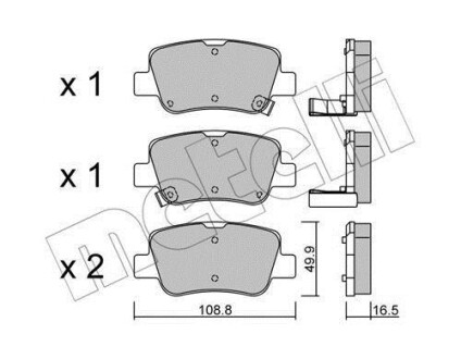 Тормозные колодки (задние) Toyota Avensis 08-18 Metelli 22-0881-0