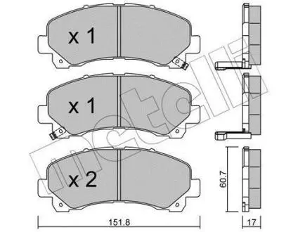 Колодки гальмівні (передні) Isuzu D-Max 2.5-3.0 DiTD/CRDi 02- Metelli 22-0902-0
