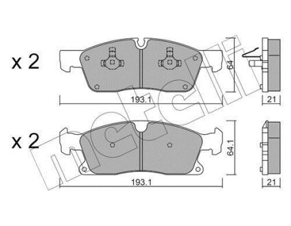 Колодки гальмівні (передні) MB M/GLE/GL/GLS-class (W166/X166) 11-19/Jeep Grand Cherokee 10- Metelli 22-0927-4