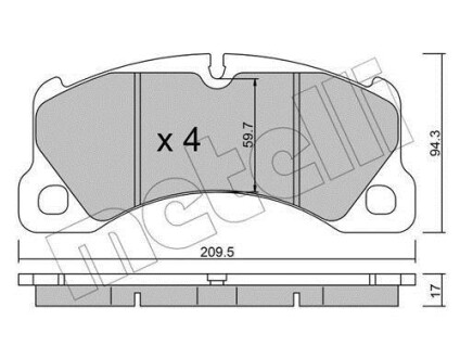 Колодки тормозные (передние) Porsche Cayenne/Panamera/Macan/VW Touareg 09- Metelli 22-0957-3