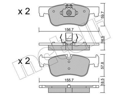 Колодки гальмівні (передні) BMW 1 (F20/F21) 11-/2 (F22/F23/F87) 14- B38/B47/N13/N47 Metelli 22-0959-0