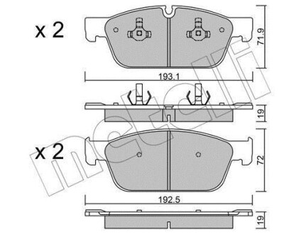 Колодки тормозные (передние) MB M-class/GLE (W166) 11-18/GL-class (X166) 12-19 Metelli 22-0967-0