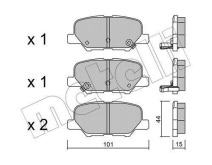 Колодки гальмівні (задні) Citroen C4 Aircross/Mazda 6/Mitsubishi Outlander III/Peugeot 4008 12- Metelli 22-0995-0