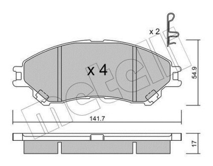 Колодки тормозные (передние) Suzuki SX4 S-Cross 13-/Vitara 15- Metelli 22-0996-0