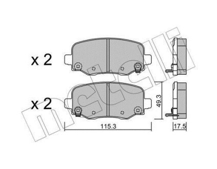 Колодки тормозные (задние) Jeep Cherokee 13- Metelli 22-1002-0