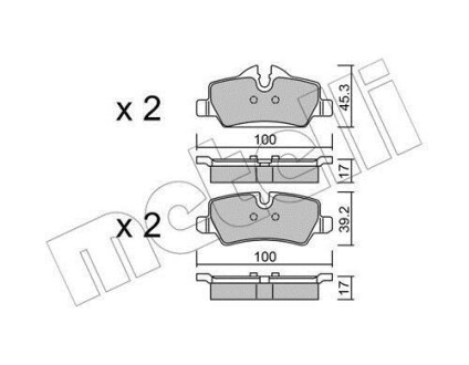 Колодки гальмівні (задні) Mini Mini Cooper/One 13- B36/B37/B46/B47/B48 Metelli 22-1014-0