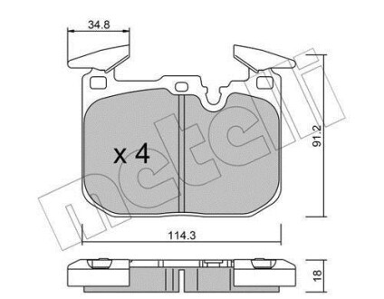 Колодки гальмівні (передні) BMW 3 (F30/F31/F34)/ 4 (F32/F36) 11- Metelli 22-1015-1