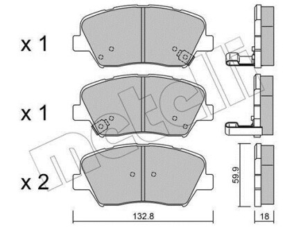 Колодки тормозные (передние) Hyundai Santa Fe 10-/Creta 16-/Grandeur 11-/Kia Sorento 09-/Carens 13- Metelli 22-1026-0