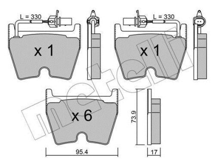 Колодки гальмівні (передні) Audi A4/A5/A6/VW Phaeton 02-17 Metelli 22-1043-0