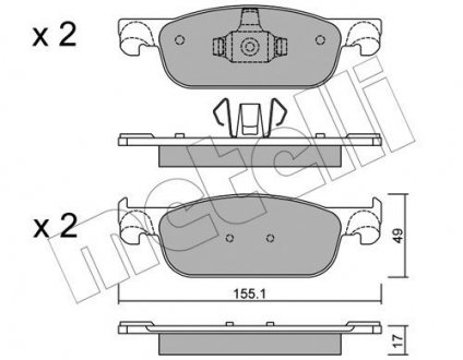 Колодки гальмівні (передні) Renault Logan II/Clio IV/Sandero II 11-/Lada Xray 16- Metelli 22-1109-0