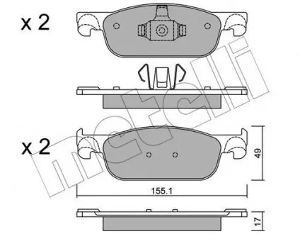 Колодки гальмівні (передні) Renault Logan II/Clio IV/Sandero II 11-/Lada Xray 16- Metelli 22-1109-0