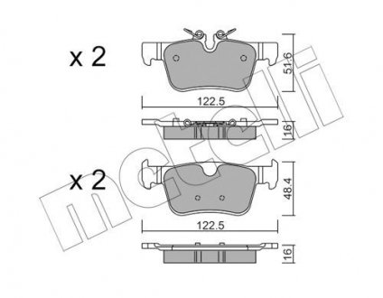 Тормозные колодки (задние) Volvo S60 III/S90 II/ V60 II/ XC60 II 16- Metelli 22-1121-0