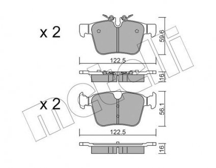 Колодки гальмівні (задні) Land Rover Range Rover / Discovery Sport/Volvo S60/S90/V60/V90 15- Metelli 22-1122-0