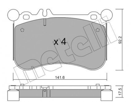 Колодки гальмівні (передні) MB E-class (W212) 09- /S-class (C216) 05-13 Metelli 22-1133-0