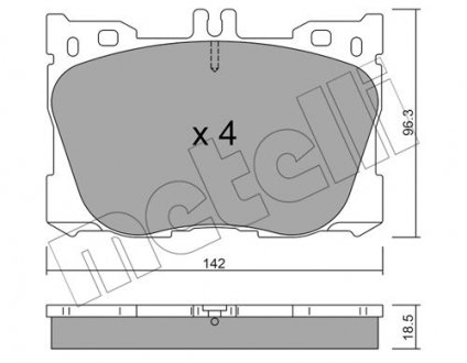 Колодки тормозные (передние) MB C-class (W205/S205/C205)/E-class (W213) 16- Metelli 22-1134-0