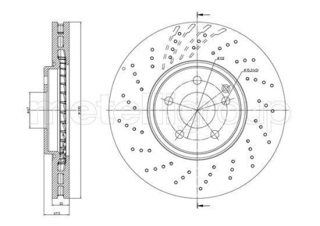 Диск тормозной (передний) MB E-class (W211/S211) 03-09 (330x32) (вентил.) Metelli 23-1103FC