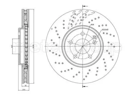 Диск тормозной (передний) MB E-class (W211/S211) 03-09 (330x32) (вентил.) Metelli 23-1103FC