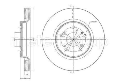 Диск гальмівний (передній) Honda CR-V III-IV 2.0-2.2D-2.4 06- (293x28) (з покриттям) (вентильований) Metelli 23-1338C