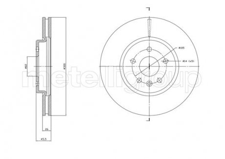 Диск тормозной (передний) Opel Astra K 15-(300x26) R16 Metelli 23-1849C