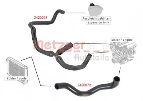 Патрубок системи охолодження гумовий. METZGER 2420057