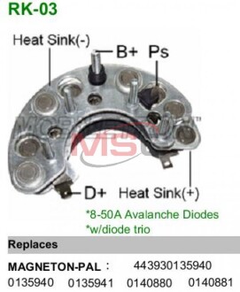 Диодный мост генератора MOBILETRON RK-03
