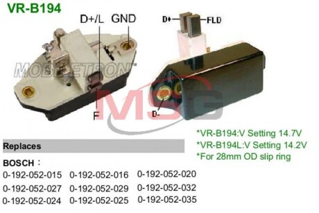 Регулятор напряжения генератора MOBILETRON VRB194