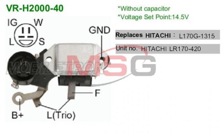 Регулятор напряжения генератора MOBILETRON VRH200040