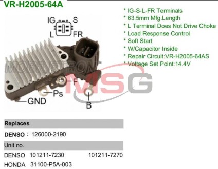 Регулятор напряжения генератора MOBILETRON VR-H2005-64A