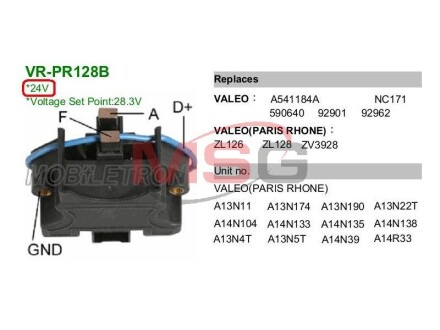 Регулятор напряжения генератора MOBILETRON VRPR128B