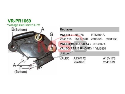 Регулятор напряжения генератора MOBILETRON VRPR1669
